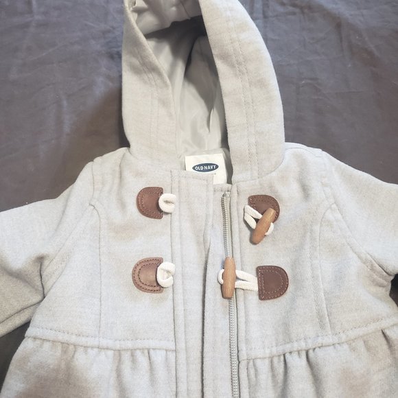 Pea Coat Fancy Button Up Lined Zipper Closure Old Navy 3-6 Month Grey - Picture 3 of 3